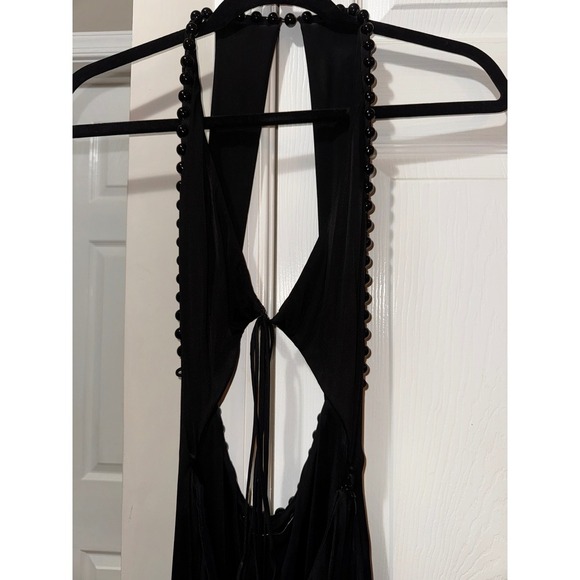Alexander‎ Wang Halter Dress Cutout Beaded Trim Bodycon Black Size 10 - Picture 6 of 12